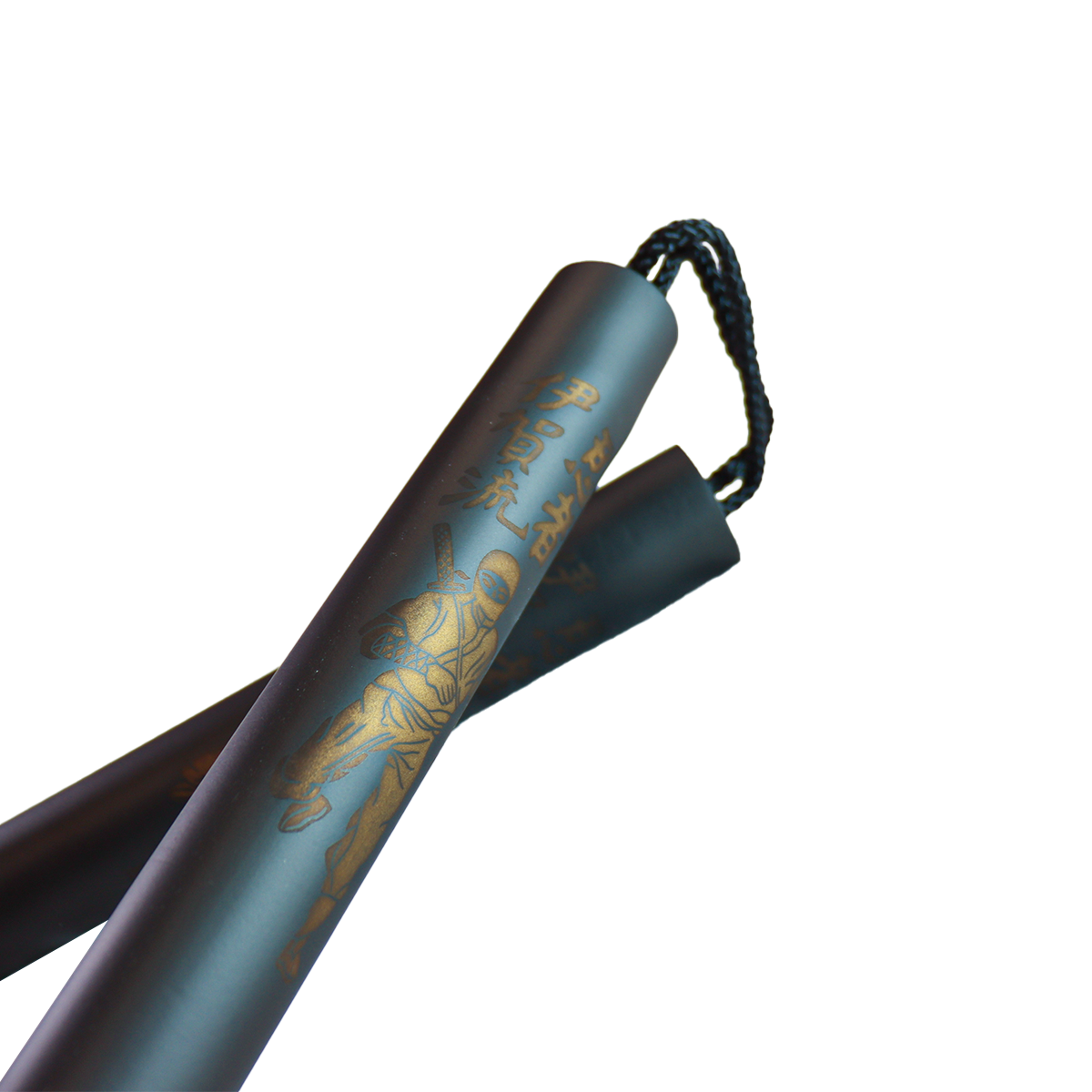 Fitninja - Nunchaku soft černé - provázek - vzor ninja