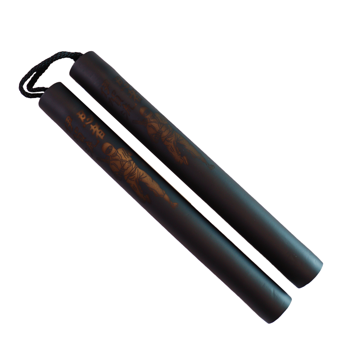 Fitninja - Nunchaku soft černé - provázek - vzor ninja