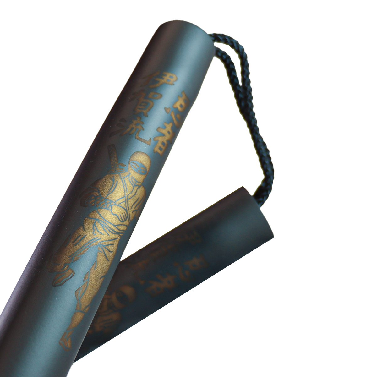 Fitninja - Nunchaku soft černé - provázek - vzor ninja