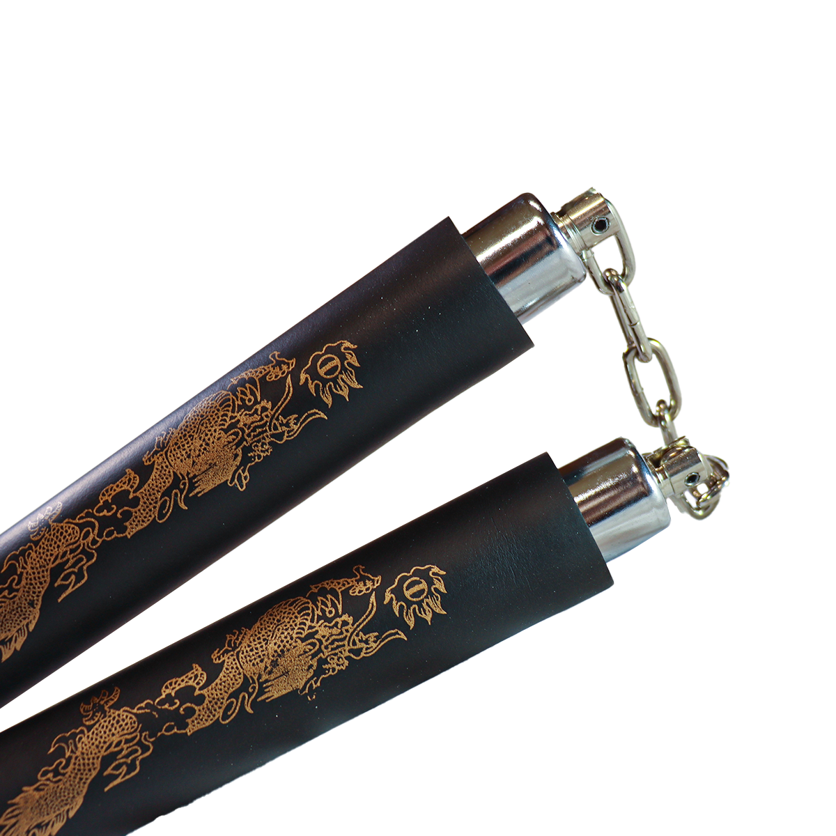 Fitninja - Nunchaku soft černé - řetěz - vzor drak