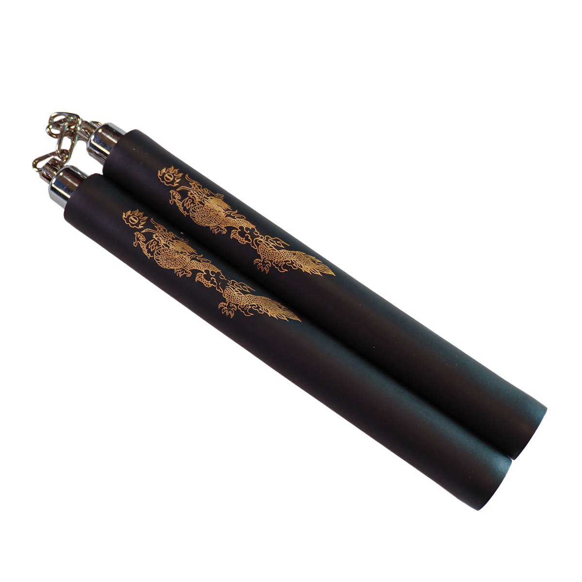 Fitninja - Nunchaku soft černé - řetěz - vzor drak