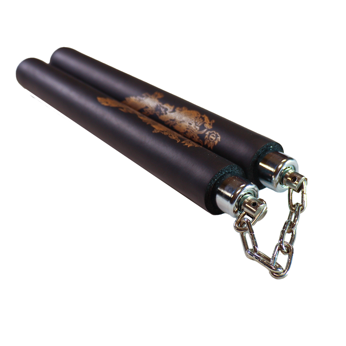 Fitninja - Nunchaku soft černé - řetěz - vzor drak